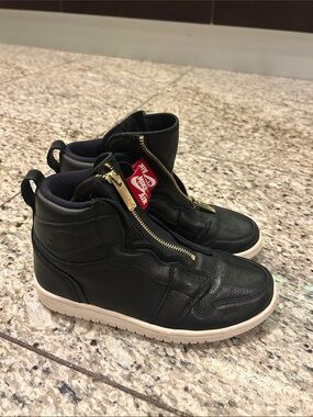 Nike Black High-Top Kids Sneakers with Gold Zipper